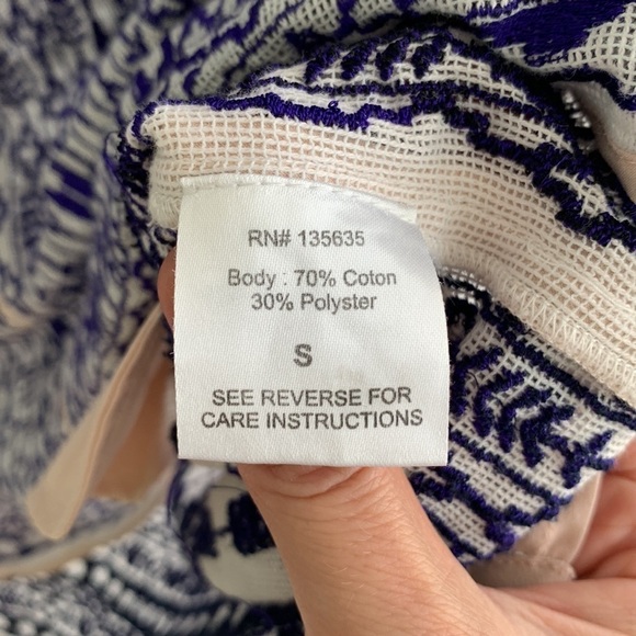 LOVE SAM WHITE W/ROYAL BLUE EMBROIDERY DRESS  SZ S - Picture 5 of 13